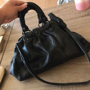 Authentic Black Leather All Saints Satchel Purse